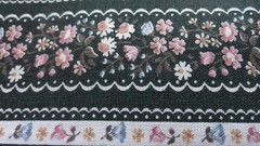 Vtg Striped Florals Fabric Unbranded Hunter Green Cotton/Blend Calico 5 Yds x44″