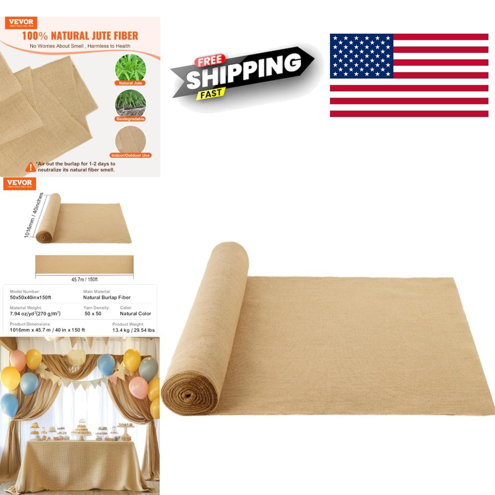 40 Inch by 150 Feet Burlap Roll Natural Jute for DIY Crafts and Home Decoration
