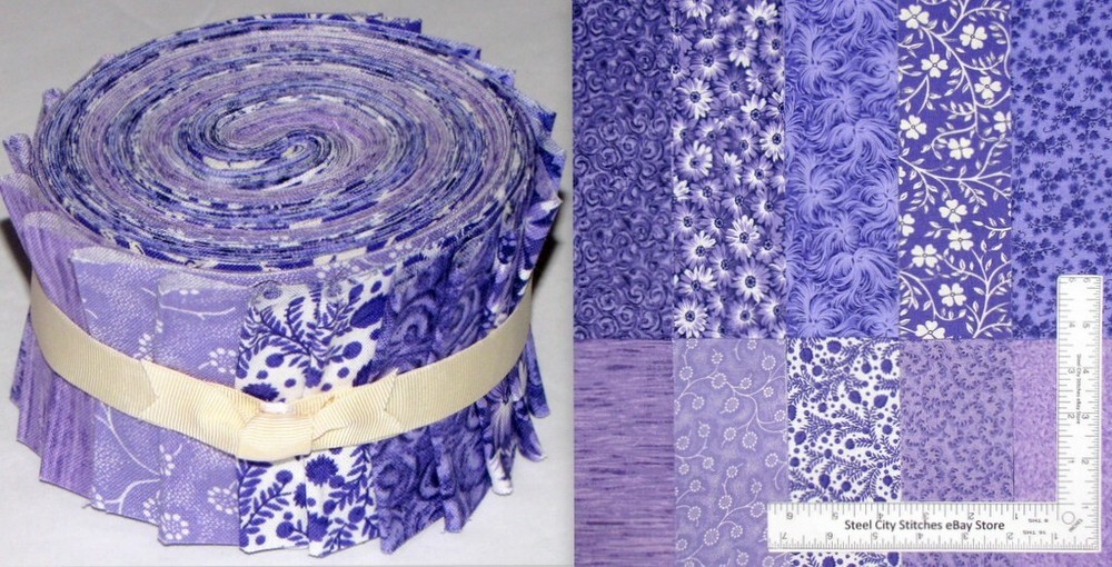 JELLY ROLL Precut Fabric Purple Grape Lavender Cotton 20 Strips 2.5″ X WOF