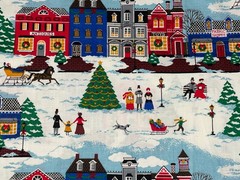 By 1/2 Yd Fabric Traditions Vintage Christmas Dickens Winter Village Fabric 1993