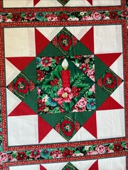 3 Panels for Pillows Ozark Christmas by Fabri Quilt Poinsettias Roses Holly