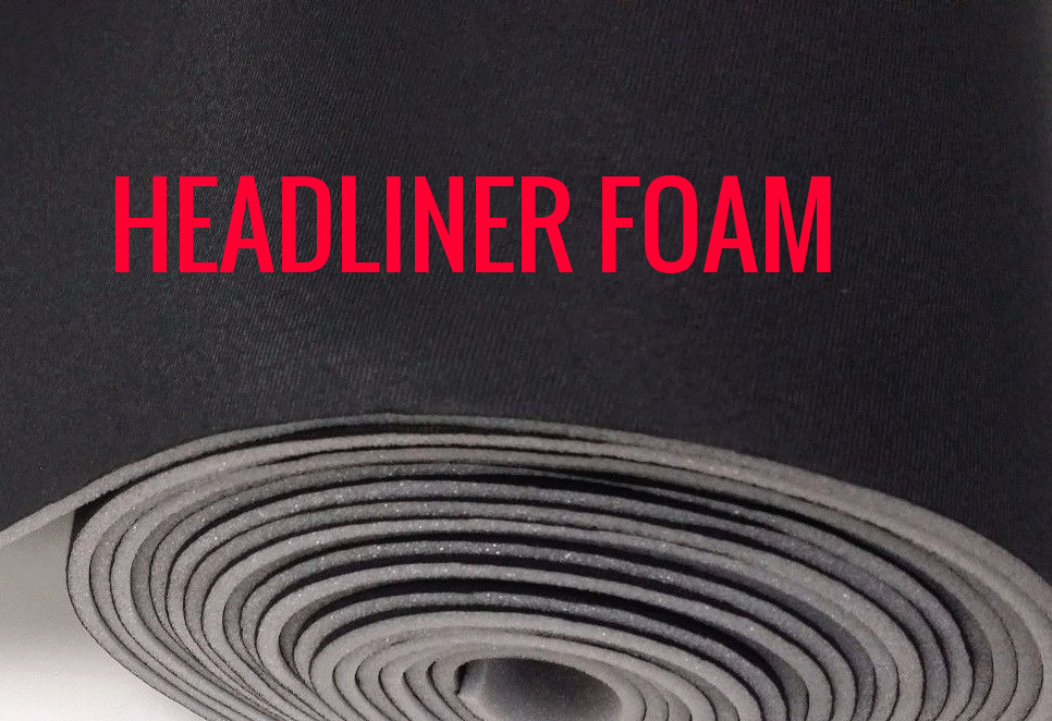 FOAM BLACK AUTO HEADLINER FABRIC 3/16″ BACKING 108″L X 60″W W/ CAN OF ADHESIVE