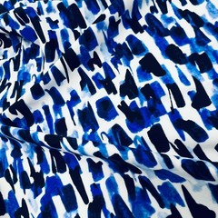 Abstract Watercolor Blue print Nylon Spandex Fabric Stretch by the Yard Swimwear