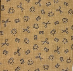 Sewing Pattern Cotton Fat Quarter 18″ x 22″ Beige & Navy