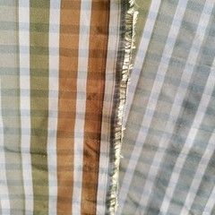 Vintage Plaid Faux Silk Fabric 57×114 Striped Checked 3 Yards