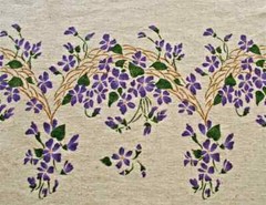 VTG DAISY KINGDOM Fabric Homespun Feed Sack Violets BORDER Print BTY