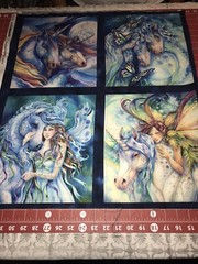 Fabric Unicorns Fantasy Wild Morningmoon Cotton 21″x24″ 4 Square Panel KAUFMAN