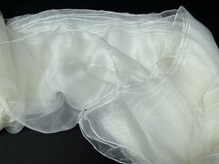 Off White Satin Mesh/Net and Lace For Doll Cloths Crafts Slow Stitch Vintage