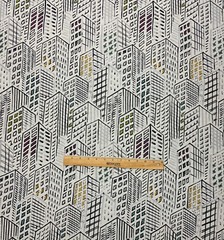 BRENTANO CITY SCAPE TURQUOISE CITY BUILDINGS UPHOLSTERY FABRIC BY YARD 54″W