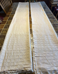 EUC 2pcs (4.8yd total X 54″) heavy cotton pink/peachy w/ “raised square” weave