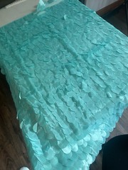 3D Mermaid Scale Fabric Panel – 36″ Square Turquoise Tiered Petal Fabric