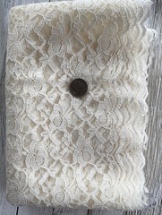 Ivory Double Scalloped Lace Fabric ~ Scallop Edge on Both Sides ~ 1 yard, 38″ wd