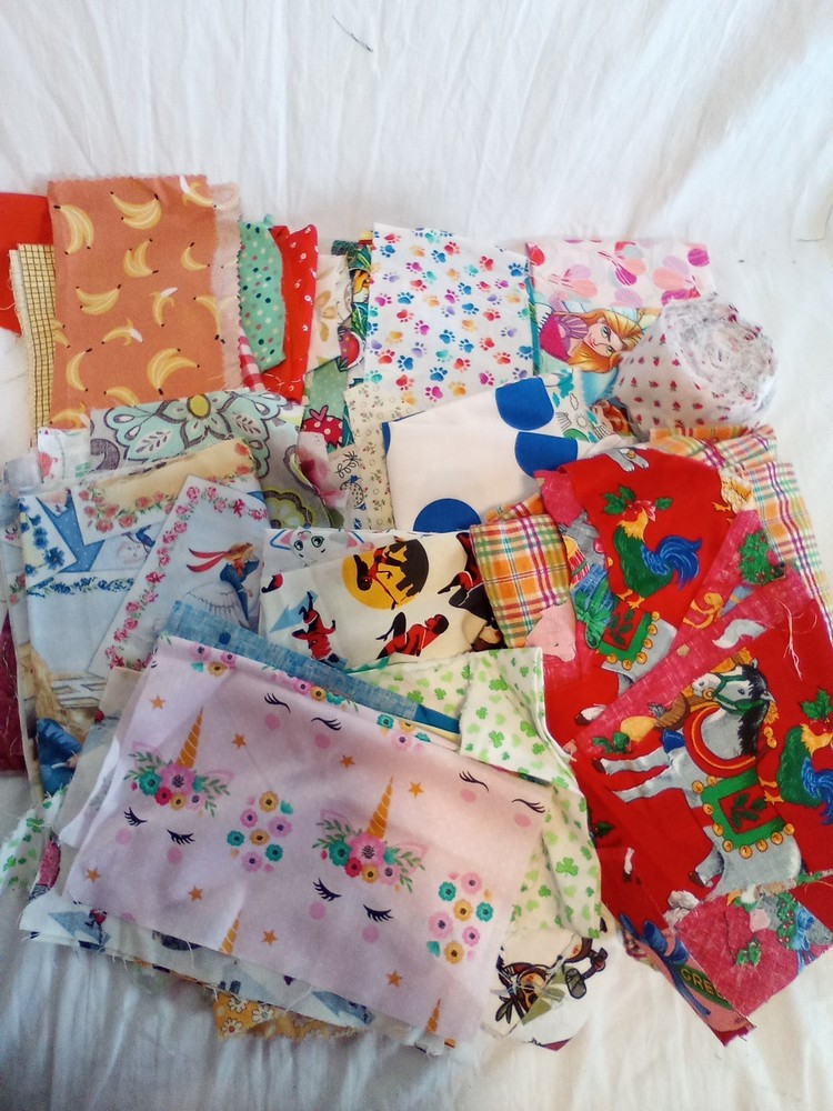 Mix Lot of Quilt Craft Sew Variety Novelty Remnants – Scraps Cottons