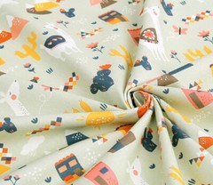 Desert Camel Cactus Fabric made in Korea by the Half Yard
