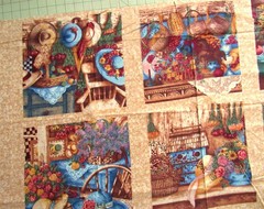 23″ x 44″ Cotton Fabric “Country Home” by SSI, 12″ Squares , Makes 6 Blocks