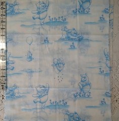 REMNANT Winnie the Pooh Daisy Kingdom Cotton Voile Fabric Blue White Toile 18×15