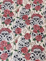 Alexander Henry Fabric the rose tattoo (skulls & roses ) 2005 Cotton 1 Yard