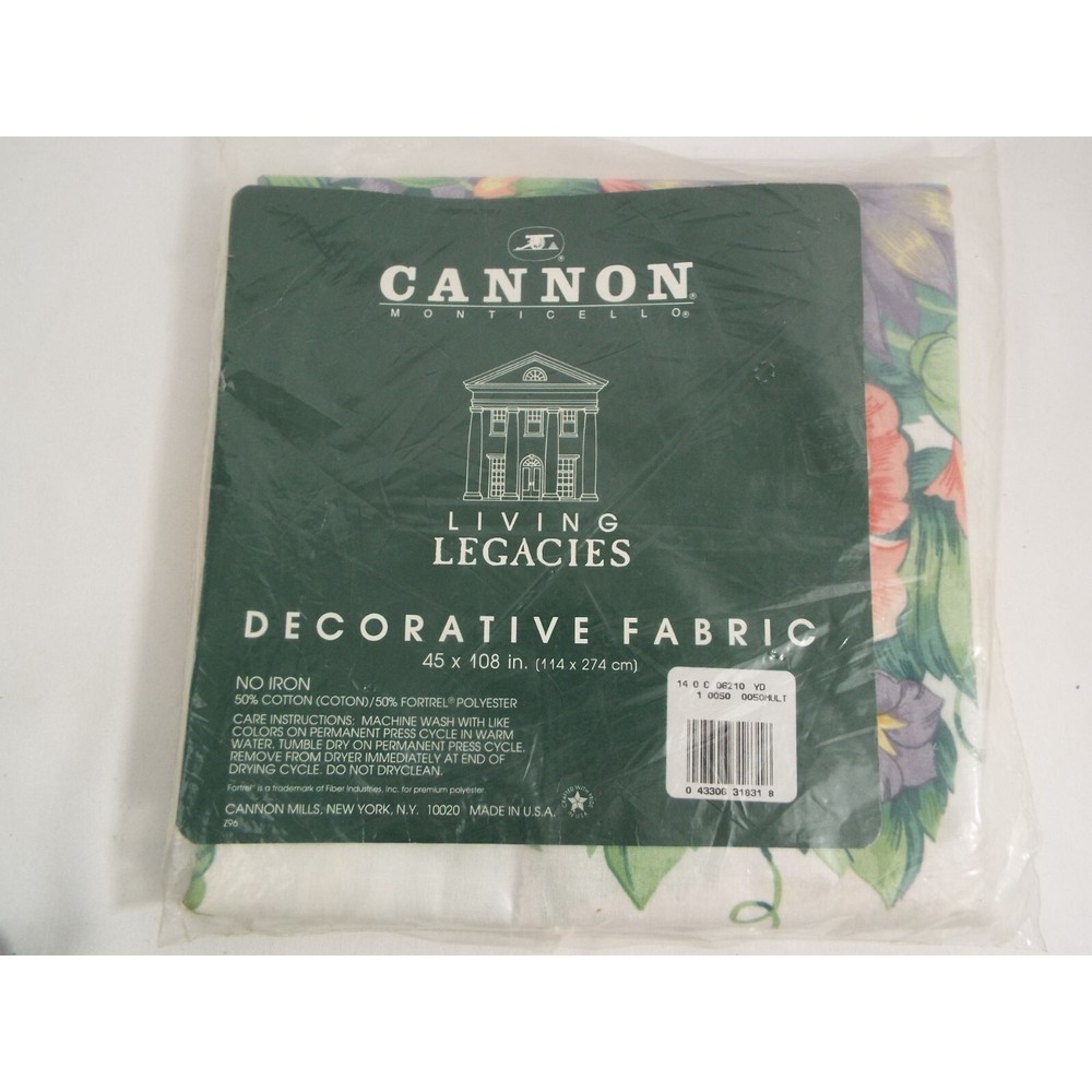 Cannon Monticello Living Legacies Decorative Fabric 45″ X 108″ No Iron Floral Pa