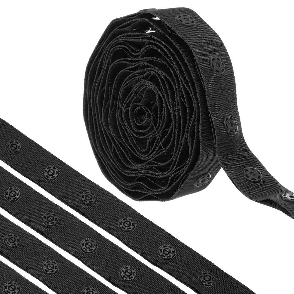 2 Yard Snap Button Tape Press Round Button Plastic Sewing Tape Black