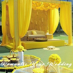 Yellow Chiffon Sheer Wedding Arch Draping Fabric Curtains 28 In x 20ft 2 Panel