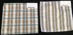 MANUEL CANOVAS Cabourg & Carreau Cabourg in Taupe, Bleu Striped Fabric Samples