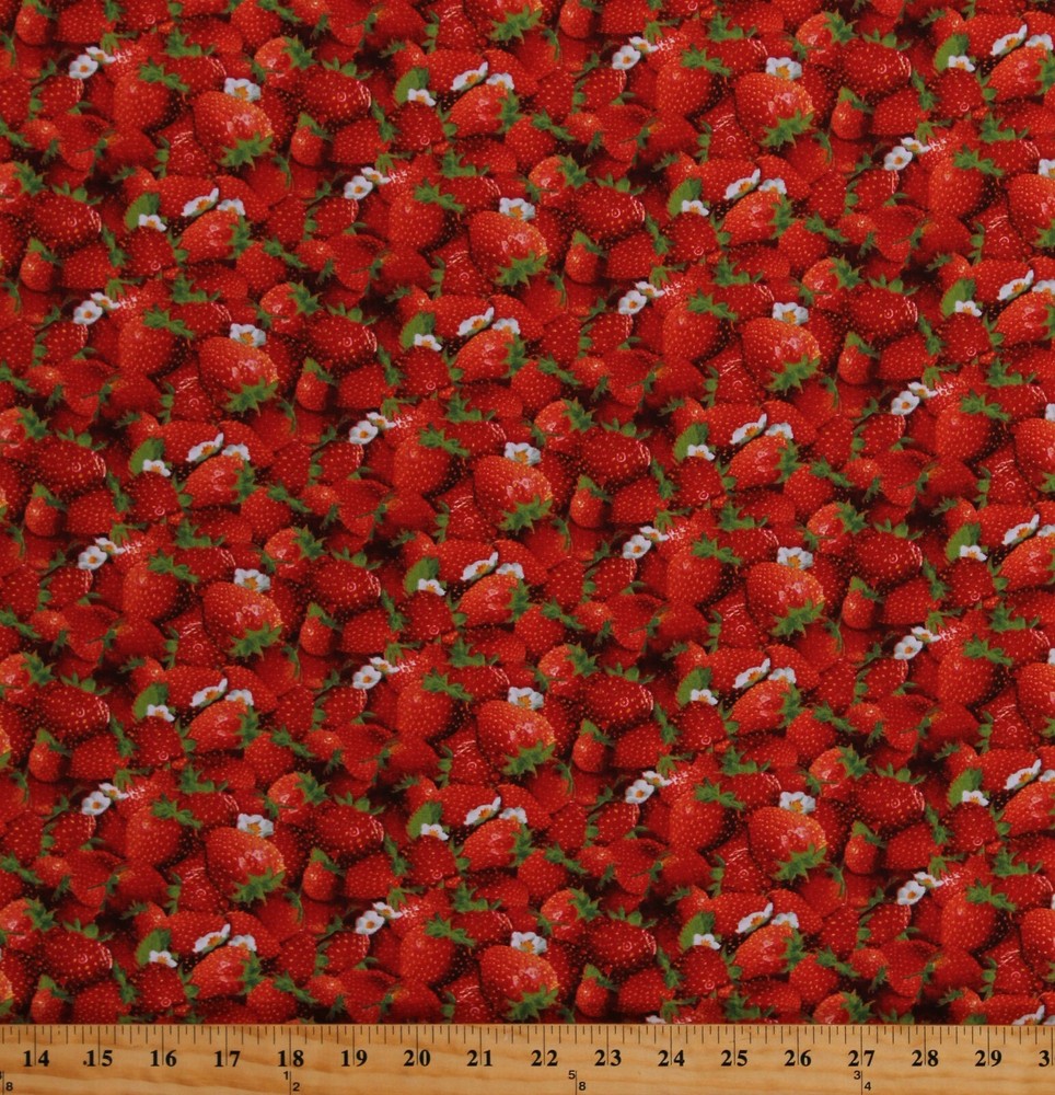 Cotton Strawberries Strawberry Fruits Berry Good Fabric Print by Yard D650.07