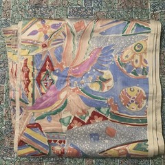 Opulent Sateen Style Abstract Art-ToWear Or Decorate Fabric Approx 63×11.5”