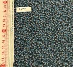 Lewis & Irene Dark Teal W/ Metallic Copper Flowers Cotton Quilt Fabric Half Yard