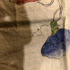 VTG FABRIC PANEL WITH STAMPED DESIGN MORNING GLORY 1930s or 40’s ?