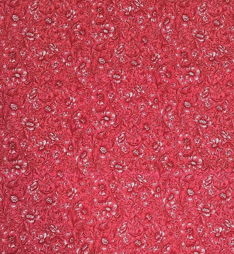Paintbrush Studio Fauna & Flora Red White Floral Quilt Fabric 60×44