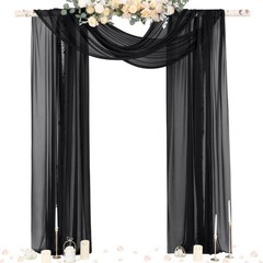 Black Sheer Gothic Wedding Draping Fabric Outdoor Curtain Arch Decor 29x20Ft