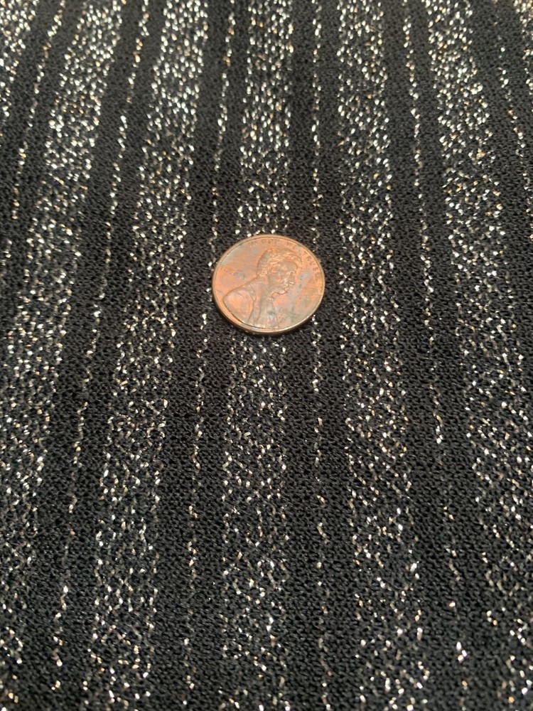 BTHY Vintage semi sheer Sparkling Black Silver Lurex Stripe Knit fabric
