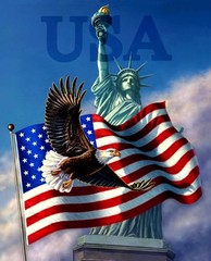 US Flag Patriotic Eagle Fabric 35.5″ X44″ Panel Statue Of Liberty Cotton David