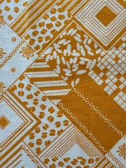 2 2/3 yds x 42” Vintage Golden Yellow Geometric Crossword Cotton Fabric