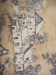 French Country Toile Fabric Lot of 3 Matching Pieces Pastoral Scene Upholstery