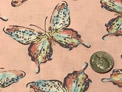 Fabric Butterflies Pastels on Pink Cotton 1/4 Yard