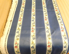 Waverly Cotton Blue Tuxedo Fabric Screen Print 54″x 3.3 Yds Scotch Guard Stripe