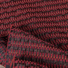 50*137cm Vintage 3D Red & Black Particle Woven Checkered Jacquard Fabric Design