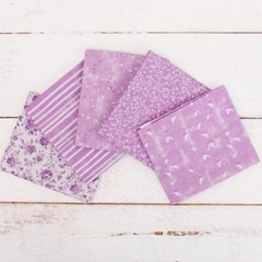 Threadart Exclusive 5 Fat Quarter Bundle Set – Lavender 100% Cotton Fabric