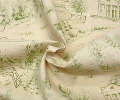 VINTAGE KRAVET MONTICELLO TOILE SAGE GREEN BEIGE EXCLUSIVE FABRIC BY YARD 53.5″W