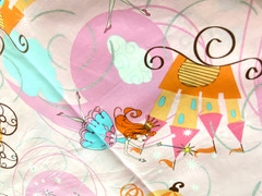 Timeless Treasures PINK Cotton PRINCESS Pumpkin Carriage CASTLE Fabric 2.5 yds
