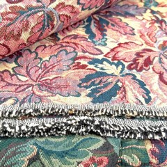 57×144 Green Burgundy Floral Tapestry Fabric Botanical Leaf Upholstery Textile
