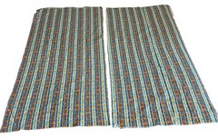 2x Vtg House N Home Fabrics Pieces Bright Primary Floral Stripe Flower 27″x49″
