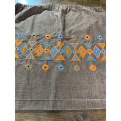 Unfinished Homemade Skirt Boho Embroidered Geometric Fabric Brown 23×24