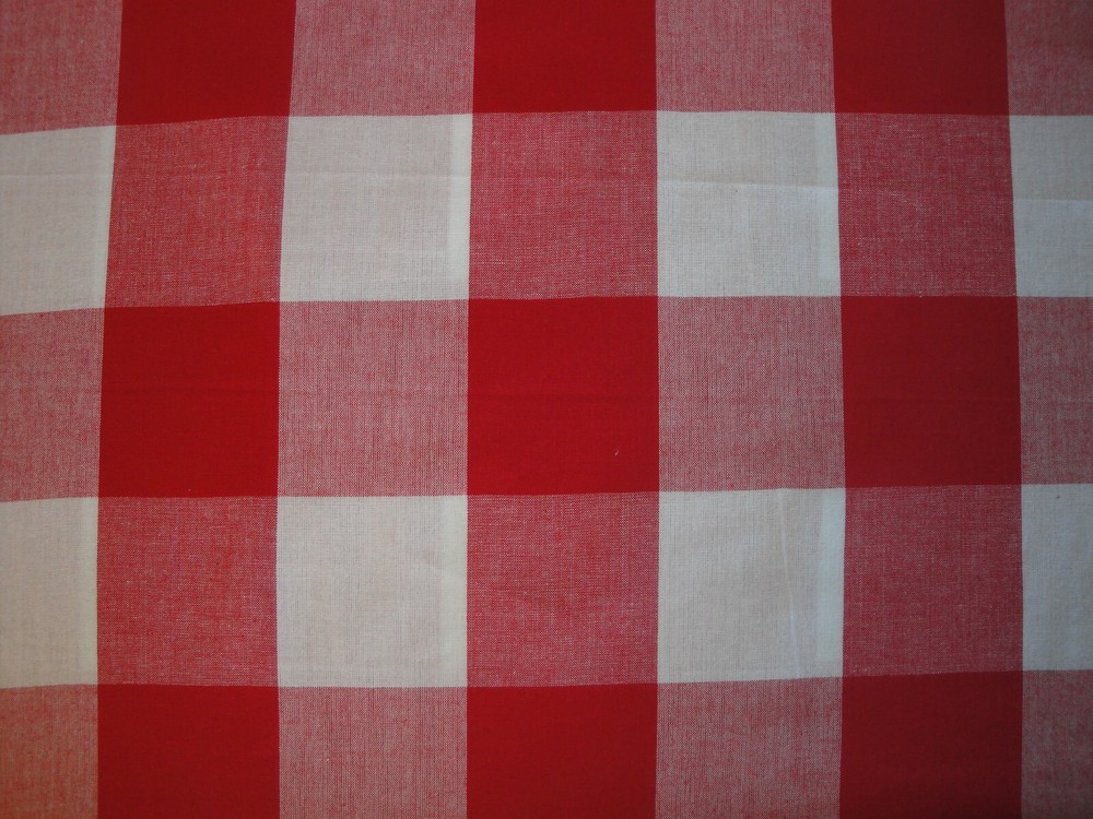 Dunroven House 3 Inch Farmhouse Check Red White Woven Cotton Homespun Fabric