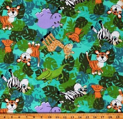 Flannel Jungle Friends Safari Animals Kids Flannel Fabric Print by Yard D276.28