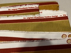 Fabric Cloth P/Kaufmann Outdoor Bold Stripe Orange Brown Yellow Green 54″x132″