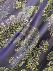 Paisley Woven Brocade NONSTATIC Viscose Satin Feel Fabric BTY -Purple Gold