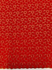 Red Gold Voile Lace- Gold Floral Lace- Sold by 5 Yards..