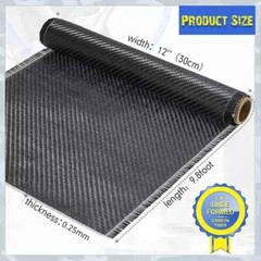 Tela de Fibra de Carbono 10ft x 12”, Tejido Twill 2×2, Hoja Negra Pura